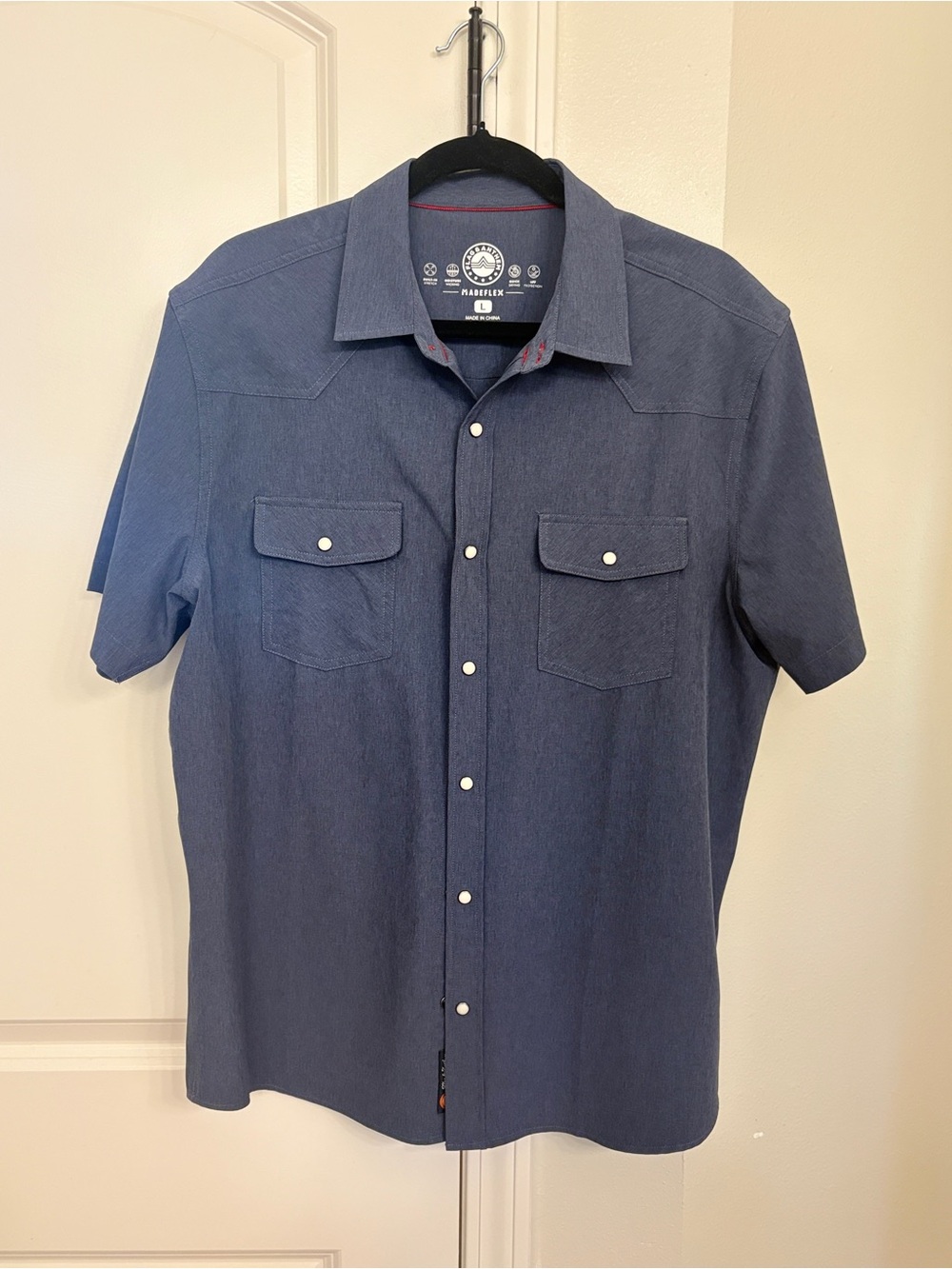 Flag & Anthem Men's Western Short Sleeve Pearl Snap Button-Down Shirt in Blue